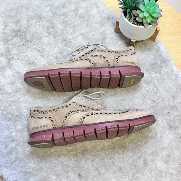 Cole Hann | Zerogrand Tan Suede Wingtip Oxford Men's Size 9.5 - Picture 8 of 14
